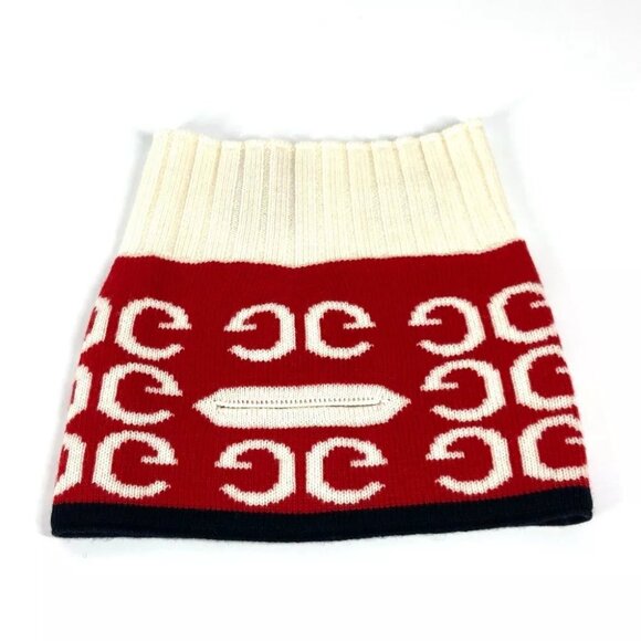 GUCCI logo neck warmer Accessories Scarf wool Red/White - Picture 1 of 9